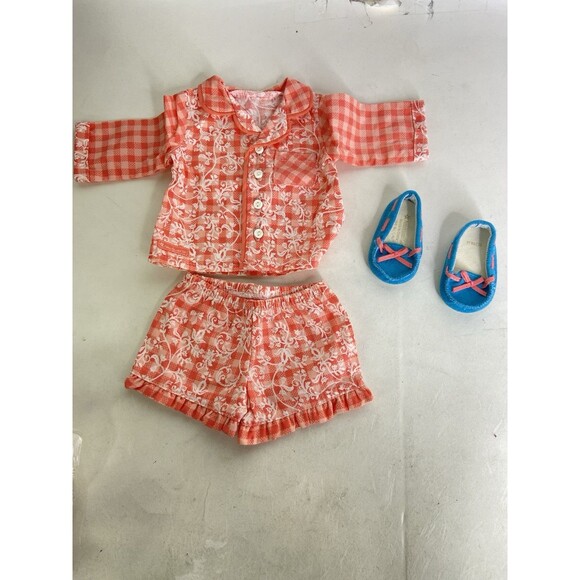 American Girl Doll Clothes Tenney Grant’s Gingham Pajamas PJs Shoes Outfit Book - Picture 3 of 9